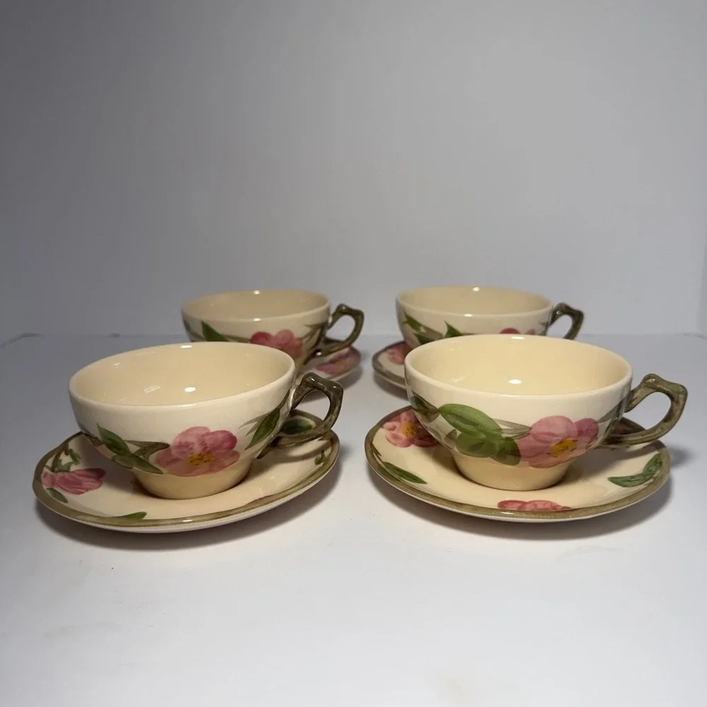 Franciscan Desert Rose Tea Cups and Saucers Set of 4 Johnson Brothers England